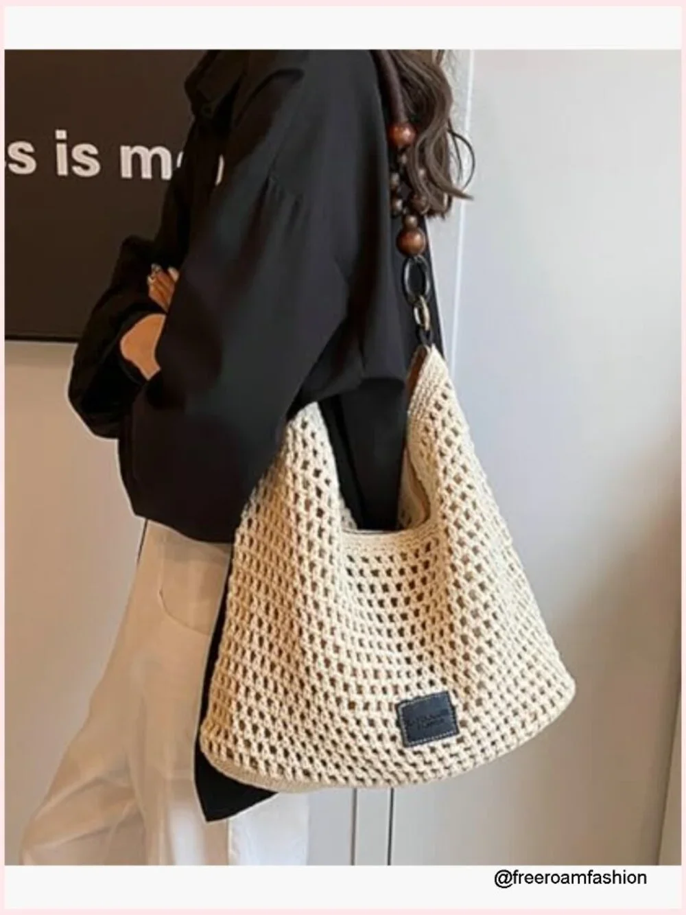 Woven Crochet Hobo Beach Bag - Large Capacity Shoulder Tote